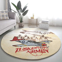 Tuskegee Red Tails Airmen Round Carpet History Aviator Heroes Retro Style - Wonder Print Shop