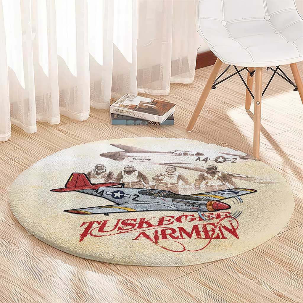Tuskegee Red Tails Airmen Round Carpet History Aviator Heroes Retro Style - Wonder Print Shop