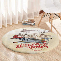 Tuskegee Red Tails Airmen Round Carpet History Aviator Heroes Retro Style - Wonder Print Shop