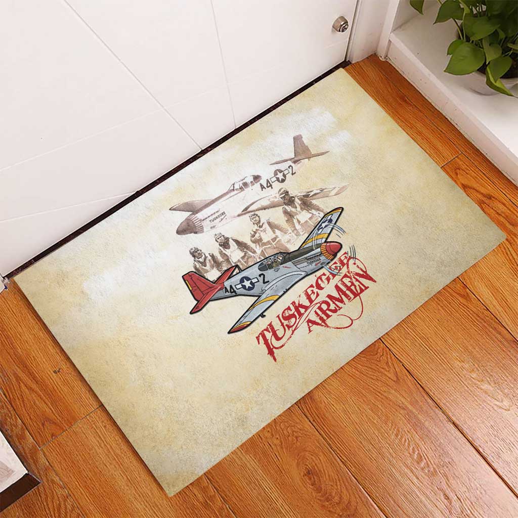 Tuskegee Red Tails Airmen Rubber Doormat History Aviator Heroes Retro Style - Wonder Print Shop