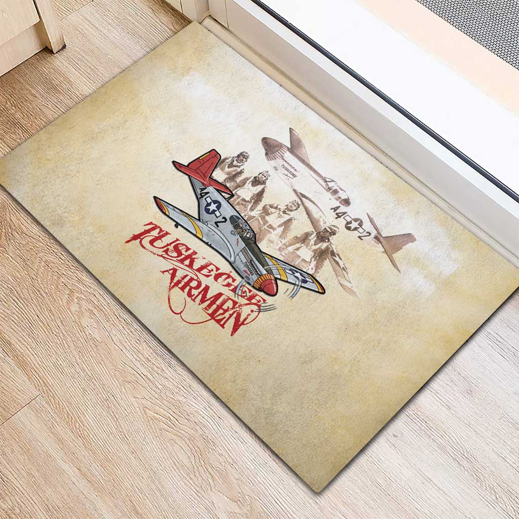 Tuskegee Red Tails Airmen Rubber Doormat History Aviator Heroes Retro Style - Wonder Print Shop