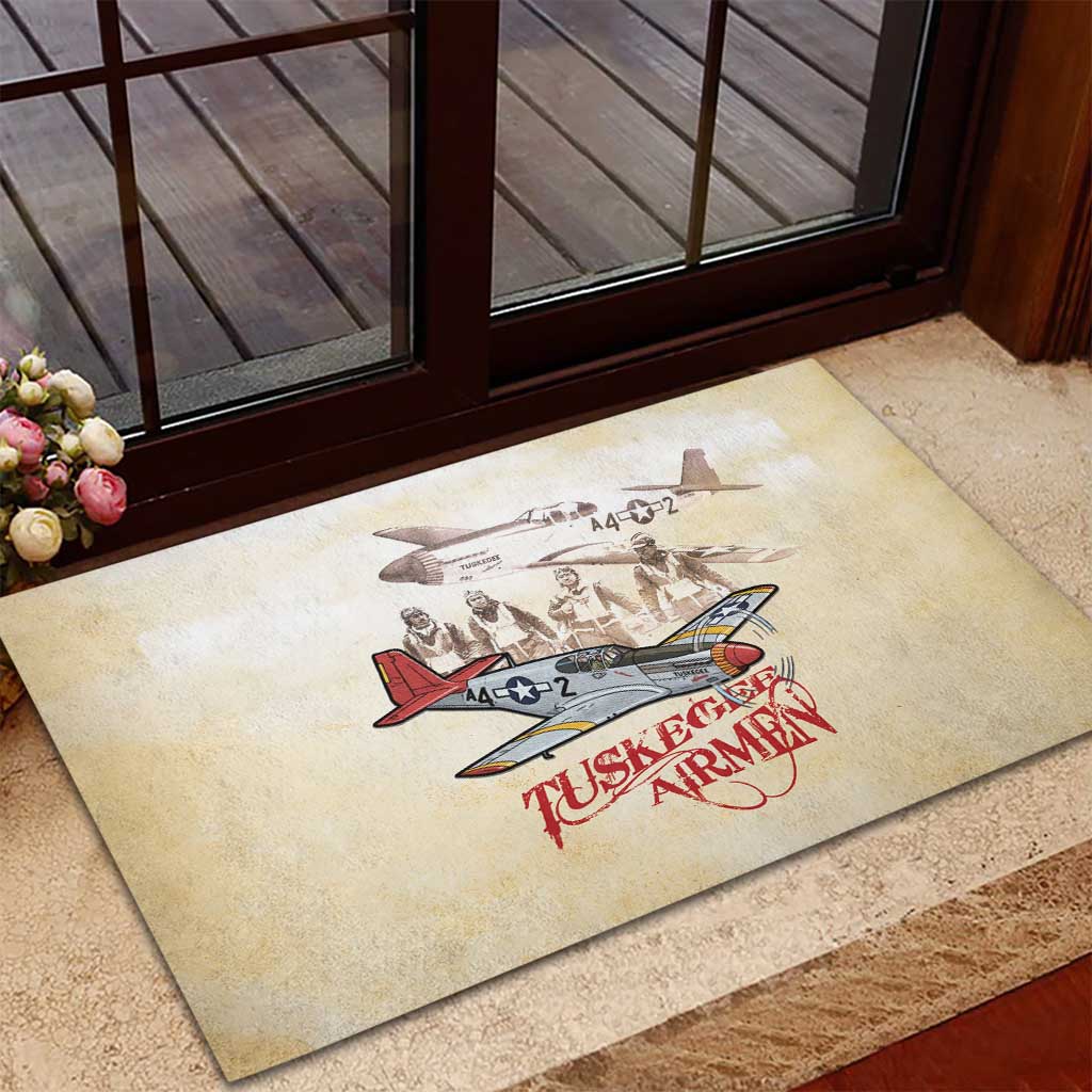 Tuskegee Red Tails Airmen Rubber Doormat History Aviator Heroes Retro Style - Wonder Print Shop