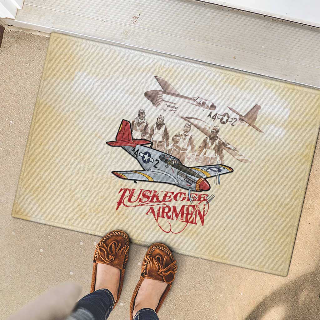 Tuskegee Red Tails Airmen Rubber Doormat History Aviator Heroes Retro Style - Wonder Print Shop