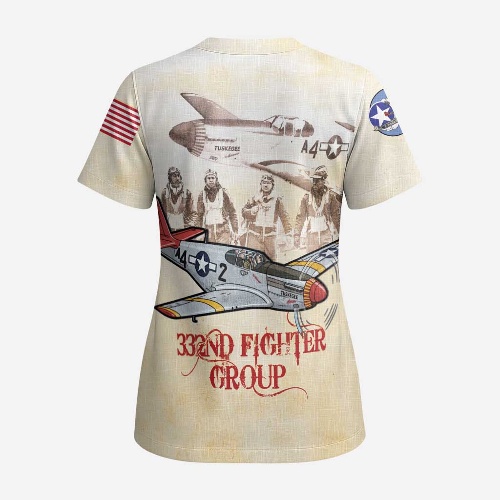 Tuskegee Red Tails Airmen Scrub Top History Aviator Heroes Retro Style - Wonder Print Shop