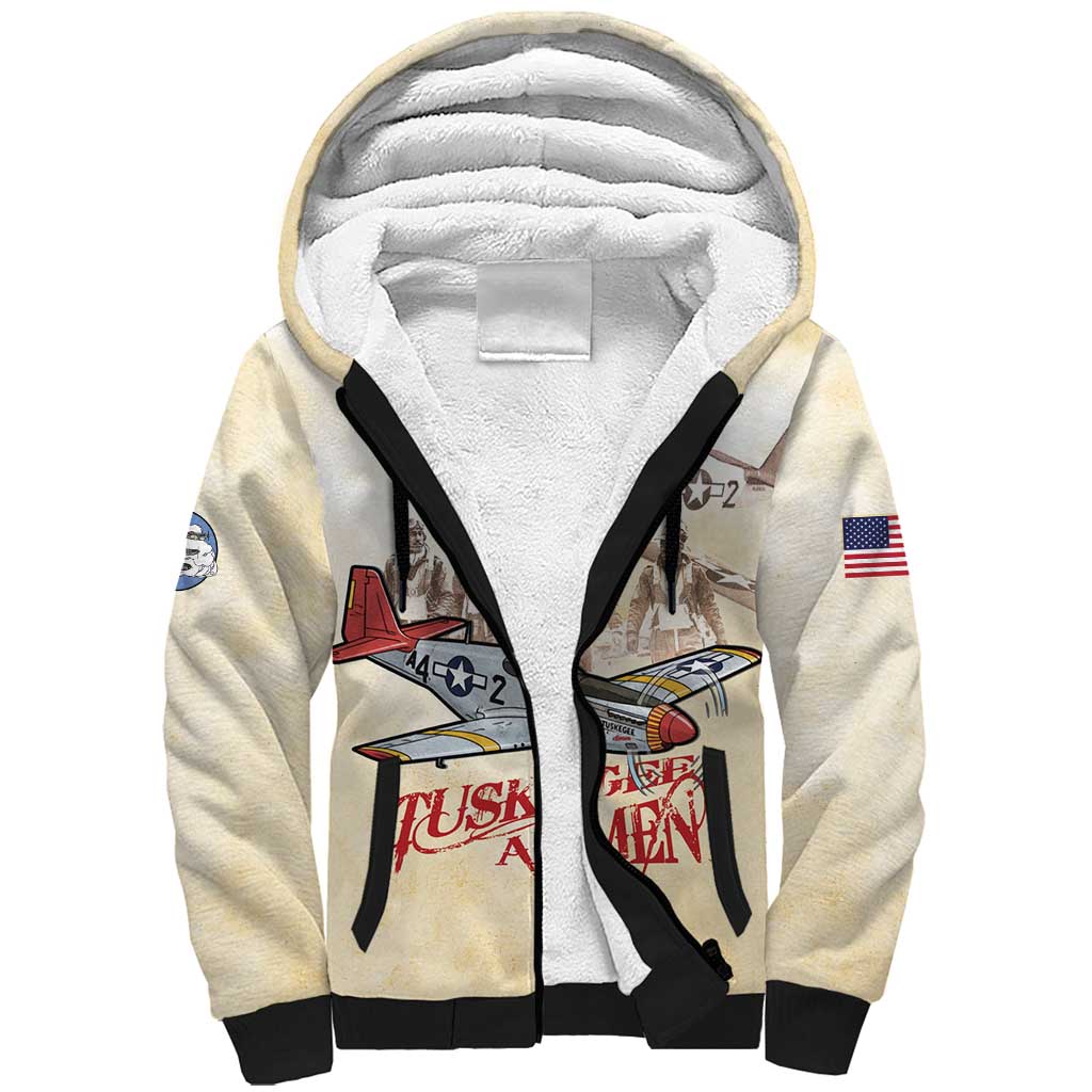 Tuskegee Red Tails Airmen Sherpa Hoodie History Aviator Heroes Retro Style - Wonder Print Shop