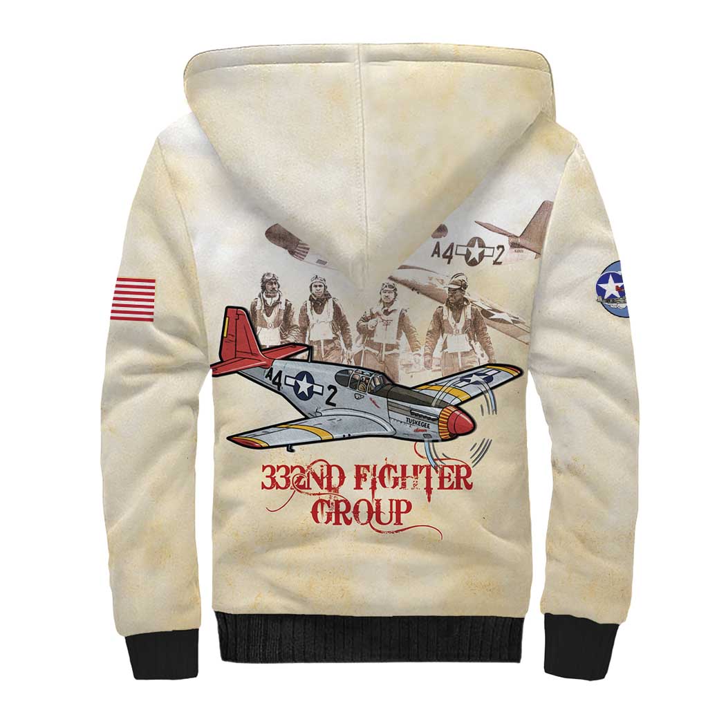 Tuskegee Red Tails Airmen Sherpa Hoodie History Aviator Heroes Retro Style - Wonder Print Shop