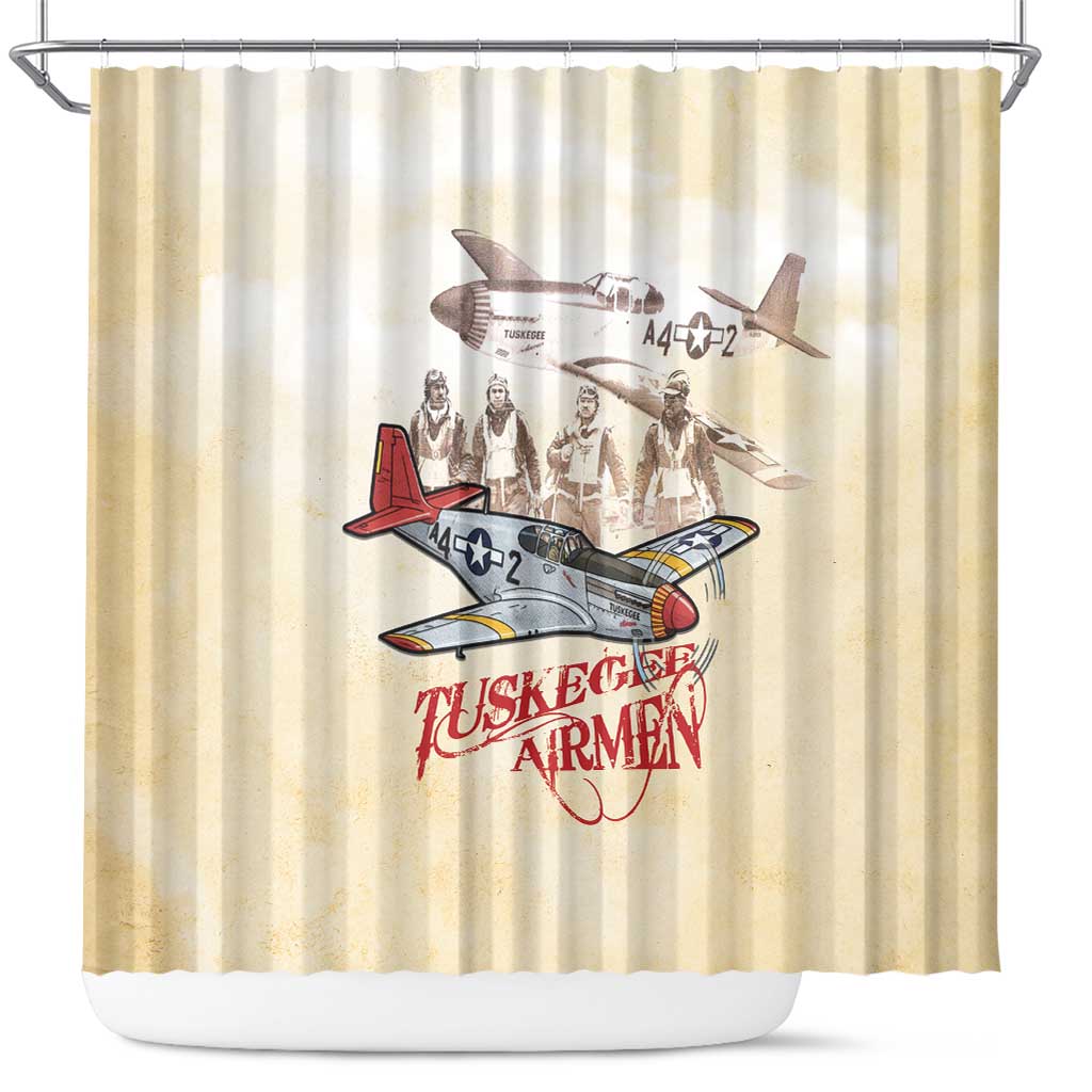 Tuskegee Red Tails Airmen Shower Curtain History Aviator Heroes Retro Style - Wonder Print Shop