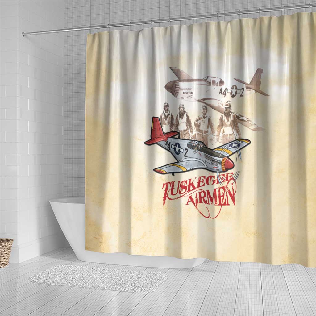 Tuskegee Red Tails Airmen Shower Curtain History Aviator Heroes Retro Style - Wonder Print Shop