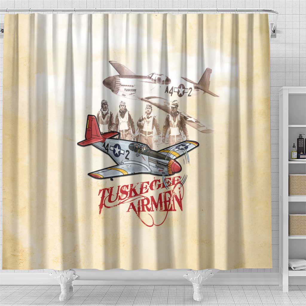 Tuskegee Red Tails Airmen Shower Curtain History Aviator Heroes Retro Style - Wonder Print Shop