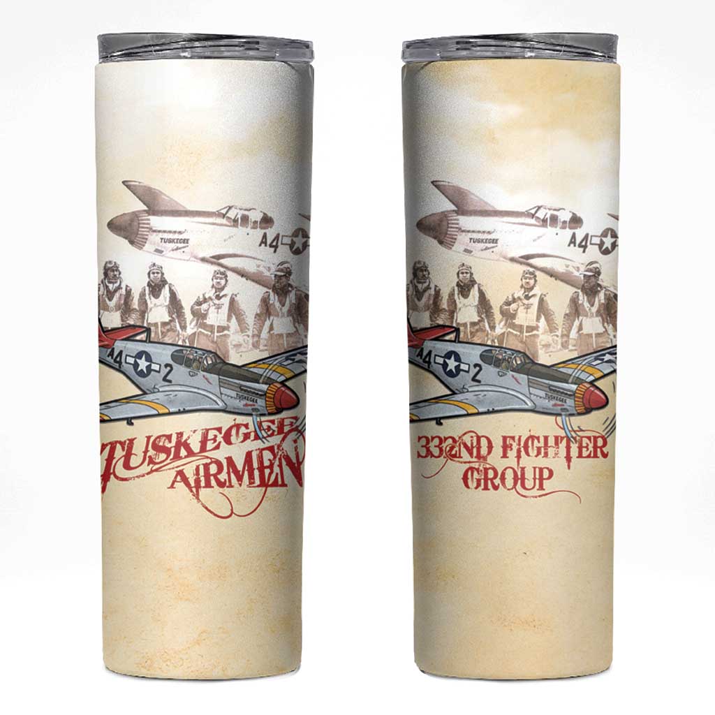 Tuskegee Red Tails Airmen Skinny Tumbler History Aviator Heroes Retro Style - Wonder Print Shop