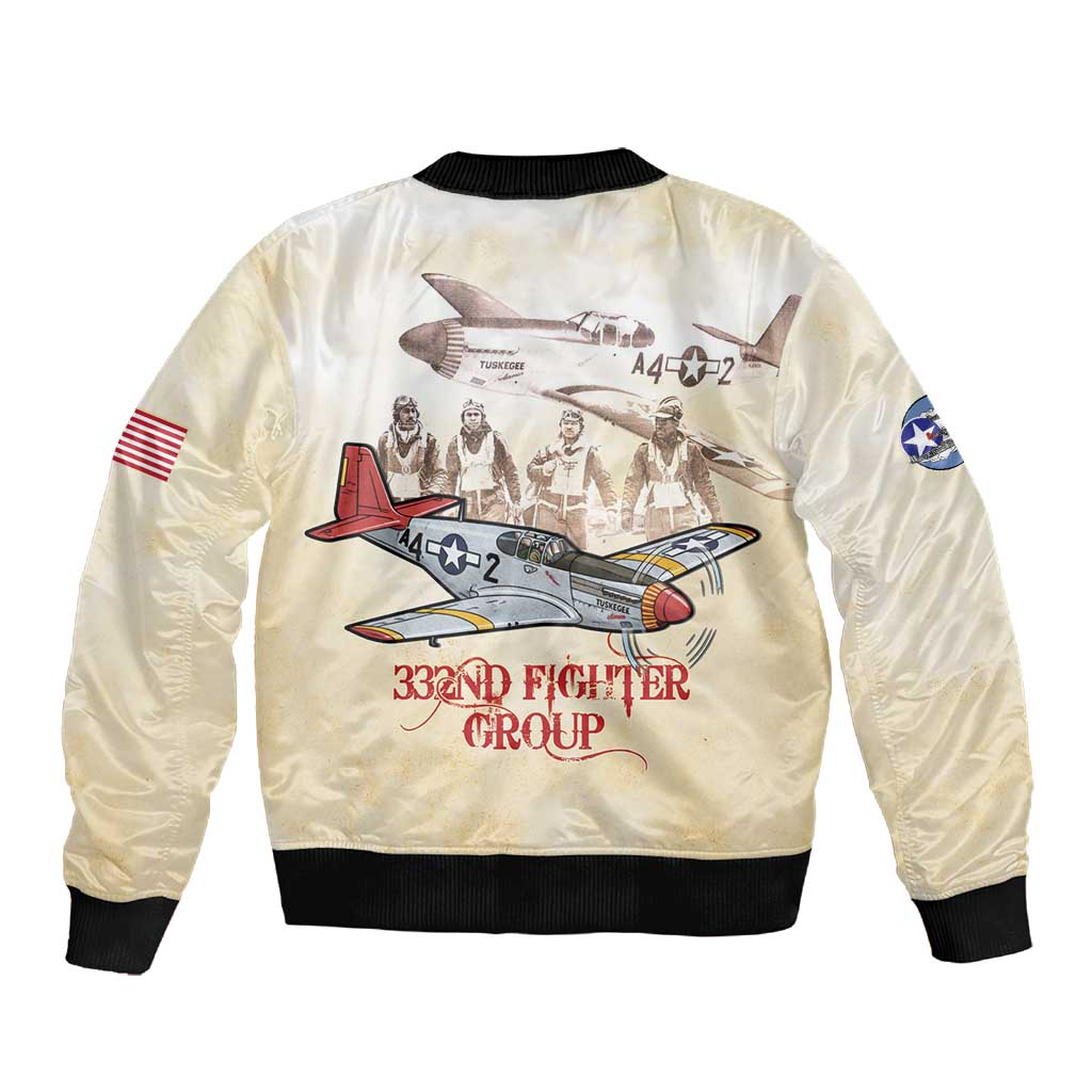 Tuskegee Red Tails Airmen Sleeve Zip Bomber Jacket History Aviator Heroes Retro Style - Wonder Print Shop
