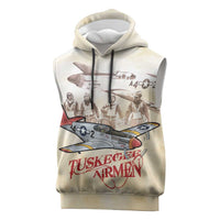 Tuskegee Red Tails Airmen Sleeveless Hoodie History Aviator Heroes Retro Style - Wonder Print Shop