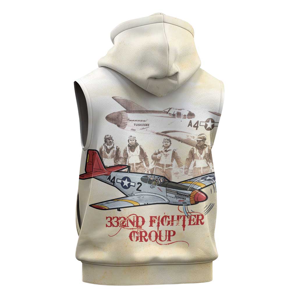 Tuskegee Red Tails Airmen Sleeveless Hoodie History Aviator Heroes Retro Style - Wonder Print Shop