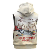 Tuskegee Red Tails Airmen Sleeveless Hoodie History Aviator Heroes Retro Style - Wonder Print Shop