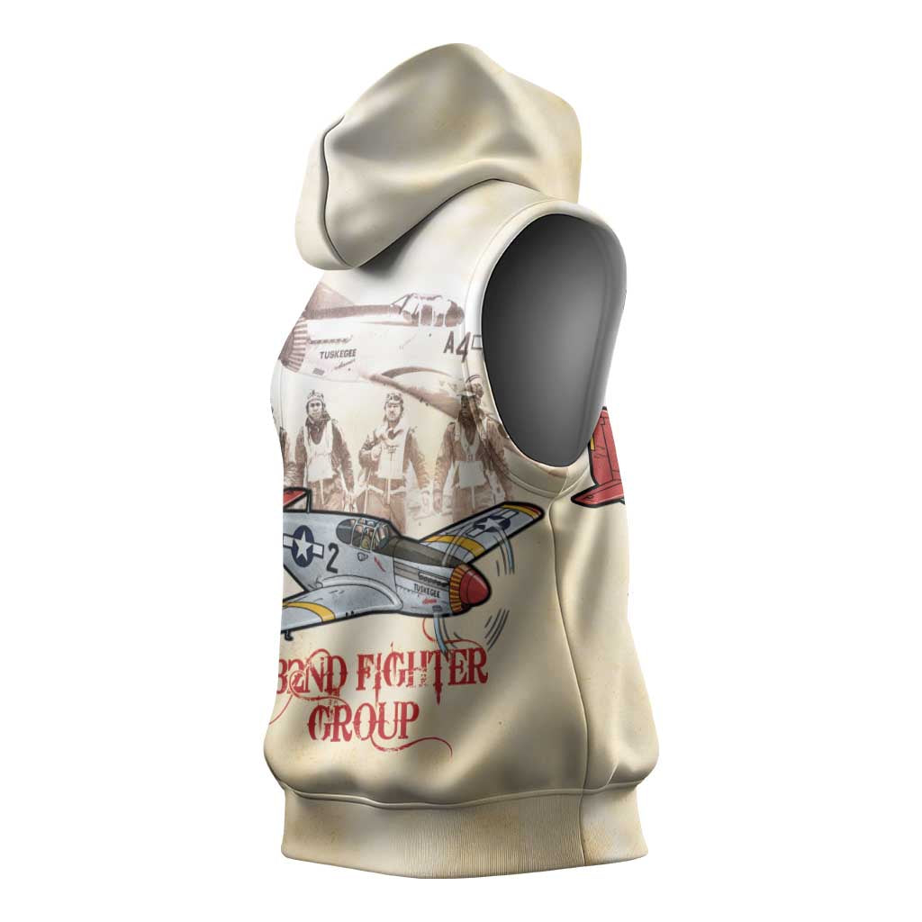 Tuskegee Red Tails Airmen Sleeveless Hoodie History Aviator Heroes Retro Style - Wonder Print Shop