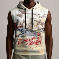 Tuskegee Red Tails Airmen Sleeveless Hoodie History Aviator Heroes Retro Style - Wonder Print Shop
