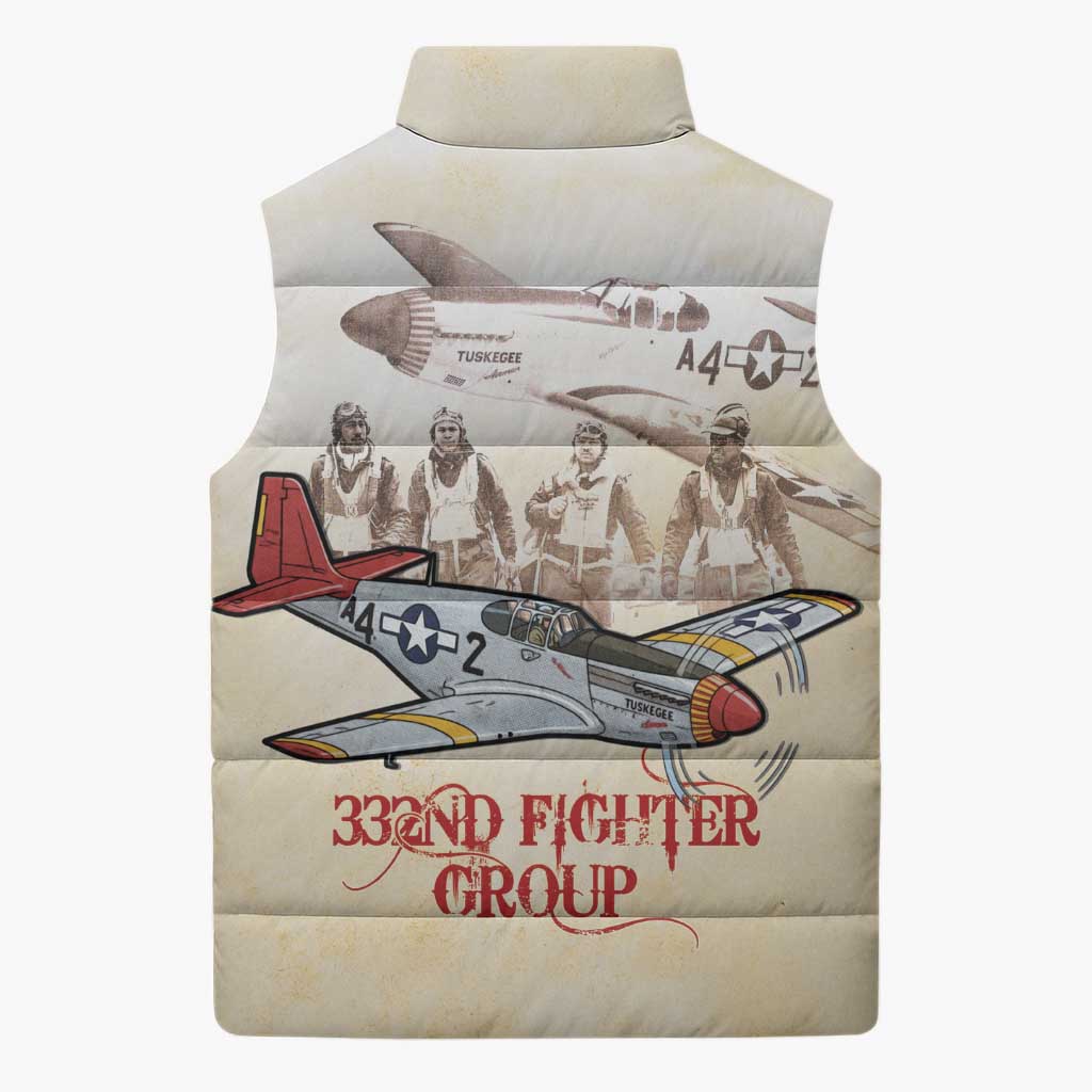 Tuskegee Red Tails Airmen Sleeveless Puffer Jacket History Aviator Heroes Retro Style - Wonder Print Shop