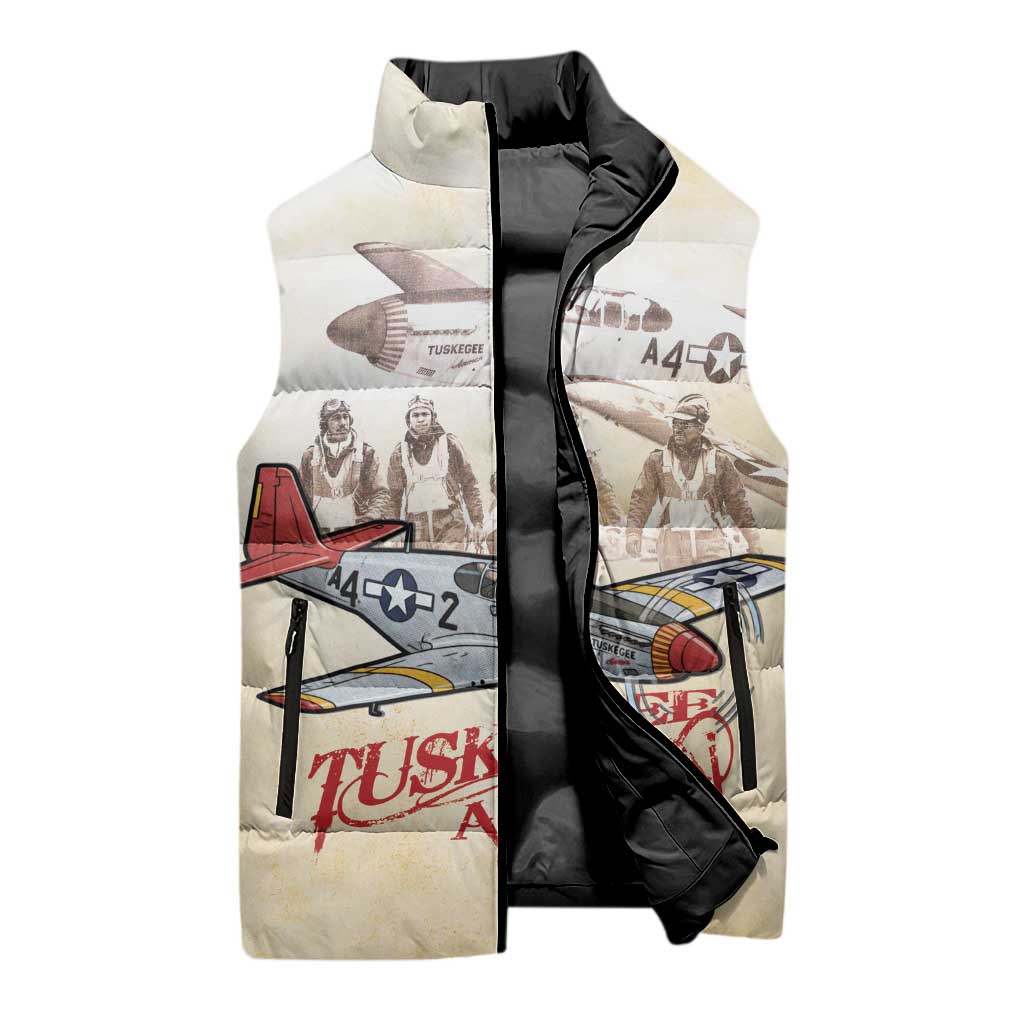 Tuskegee Red Tails Airmen Sleeveless Puffer Jacket History Aviator Heroes Retro Style - Wonder Print Shop