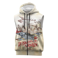 Tuskegee Red Tails Airmen Sleeveless Zip Hoodie History Aviator Heroes Retro Style - Wonder Print Shop