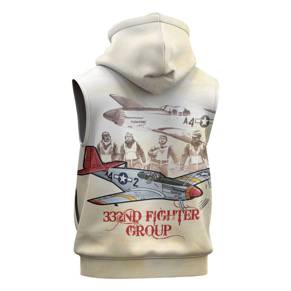 Tuskegee Red Tails Airmen Sleeveless Zip Hoodie History Aviator Heroes Retro Style - Wonder Print Shop