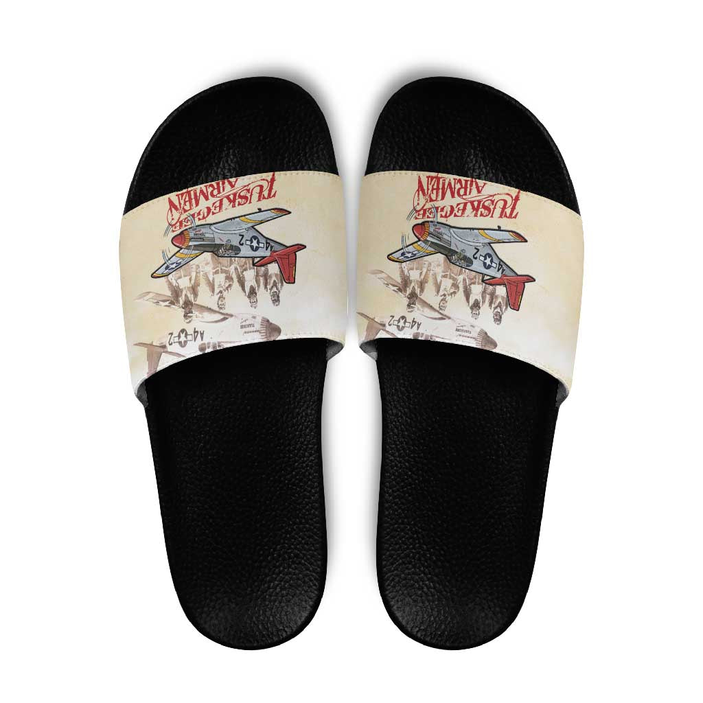 Tuskegee Red Tails Airmen Slide Sandals History Aviator Heroes Retro Style - Wonder Print Shop