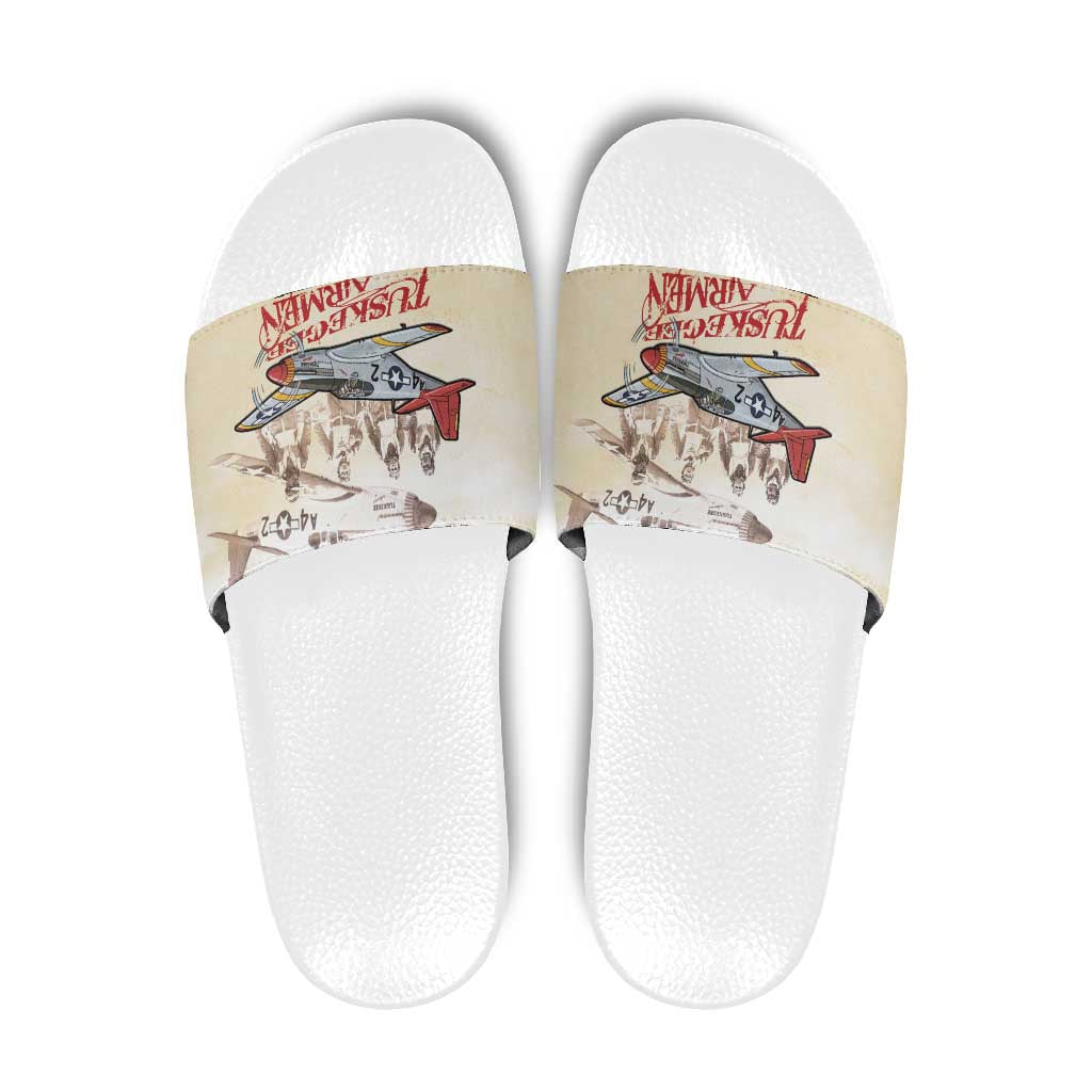 Tuskegee Red Tails Airmen Slide Sandals History Aviator Heroes Retro Style - Wonder Print Shop