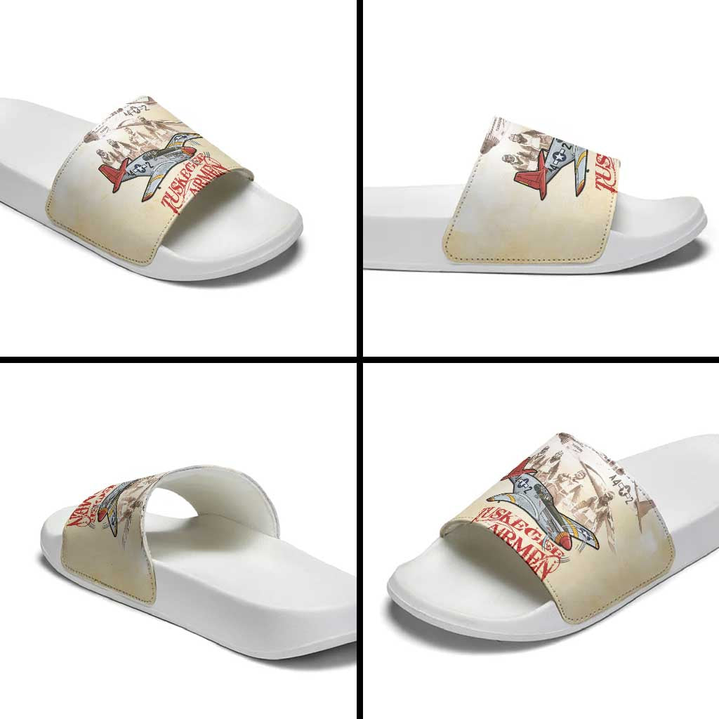 Tuskegee Red Tails Airmen Slide Sandals History Aviator Heroes Retro Style - Wonder Print Shop