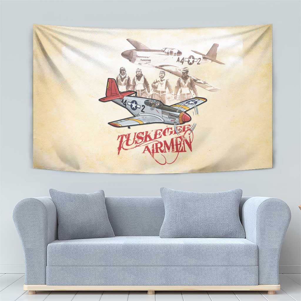 Tuskegee Red Tails Airmen Tapestry History Aviator Heroes Retro Style - Wonder Print Shop