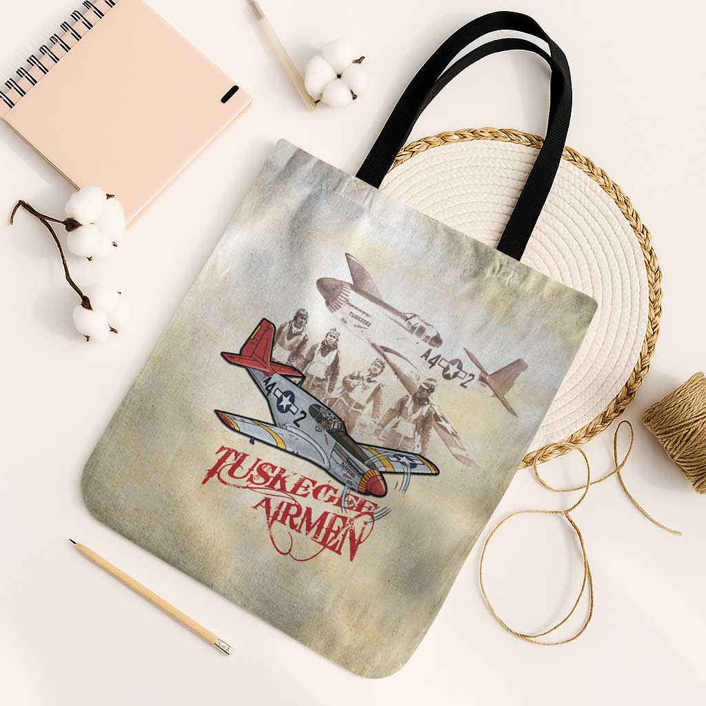 Tuskegee Red Tails Airmen Tote Bag History Aviator Heroes Retro Style - Wonder Print Shop
