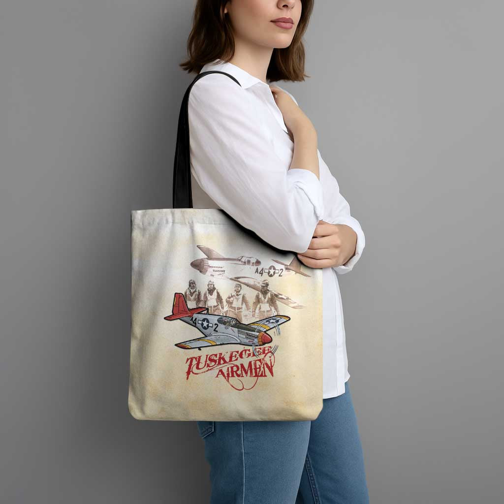 Tuskegee Red Tails Airmen Tote Bag History Aviator Heroes Retro Style - Wonder Print Shop