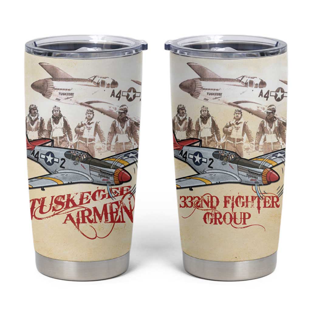 Tuskegee Red Tails Airmen Tumbler Cup History Aviator Heroes Retro Style - Wonder Print Shop
