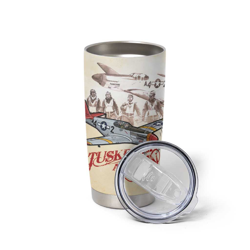 Tuskegee Red Tails Airmen Tumbler Cup History Aviator Heroes Retro Style - Wonder Print Shop