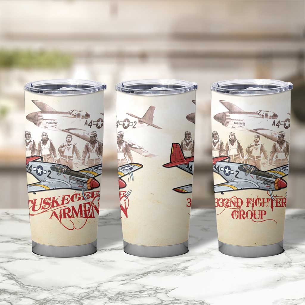 Tuskegee Red Tails Airmen Tumbler Cup History Aviator Heroes Retro Style - Wonder Print Shop