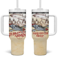 Tuskegee Red Tails Airmen Tumbler With Handle History Aviator Heroes Retro Style - Wonder Print Shop