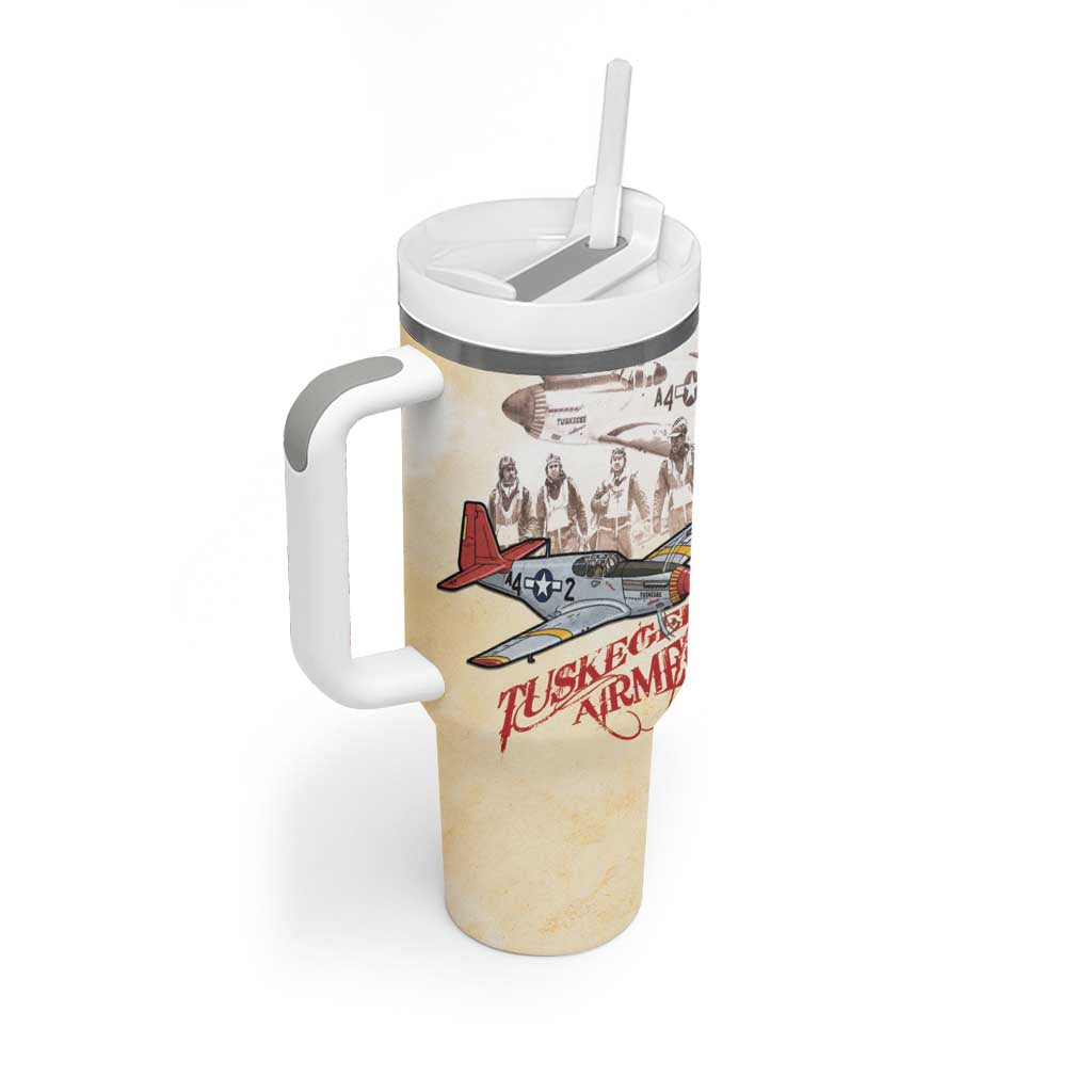 Tuskegee Red Tails Airmen Tumbler With Handle History Aviator Heroes Retro Style - Wonder Print Shop