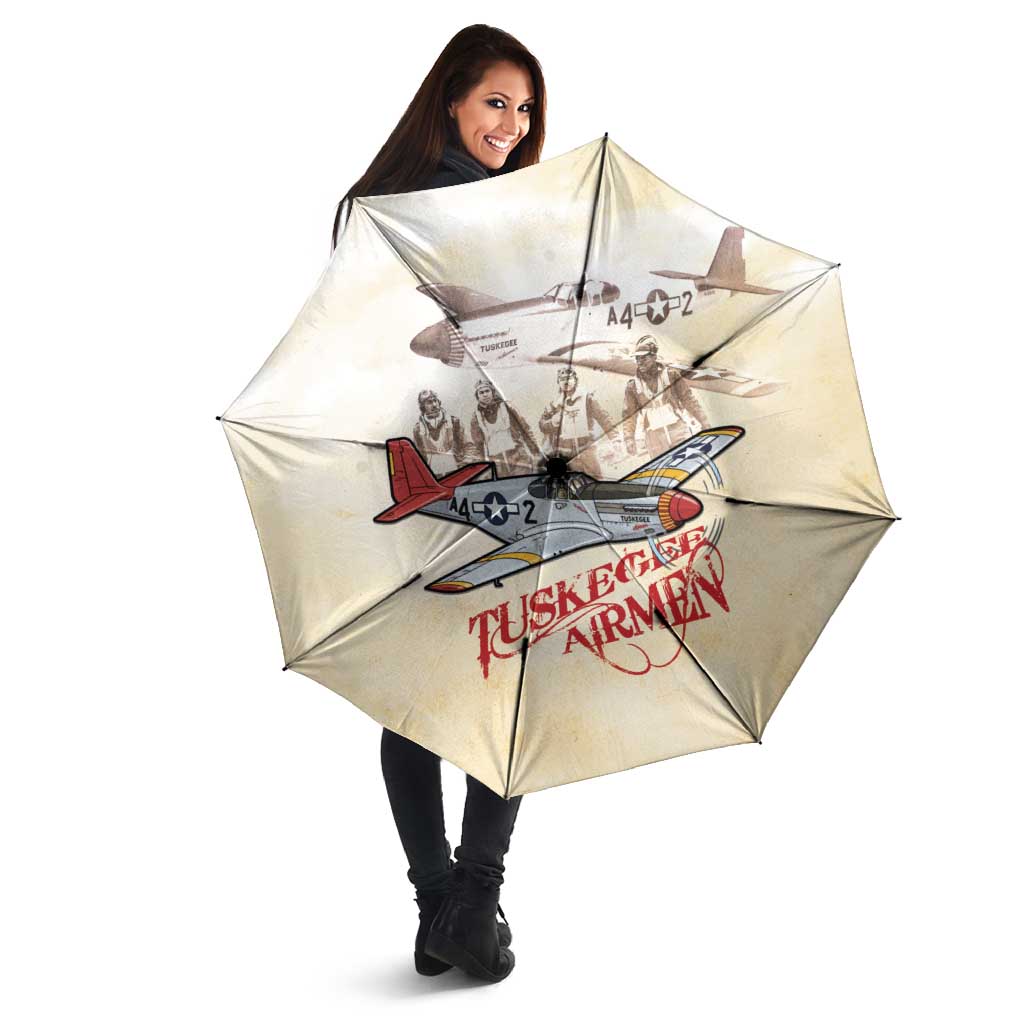 Tuskegee Red Tails Airmen Umbrella History Aviator Heroes Retro Style - Wonder Print Shop