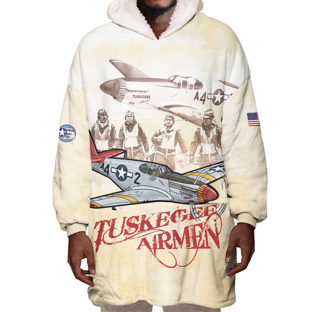 Tuskegee Red Tails Airmen Wearable Blanket Hoodie History Aviator Heroes Retro Style - Wonder Print Shop