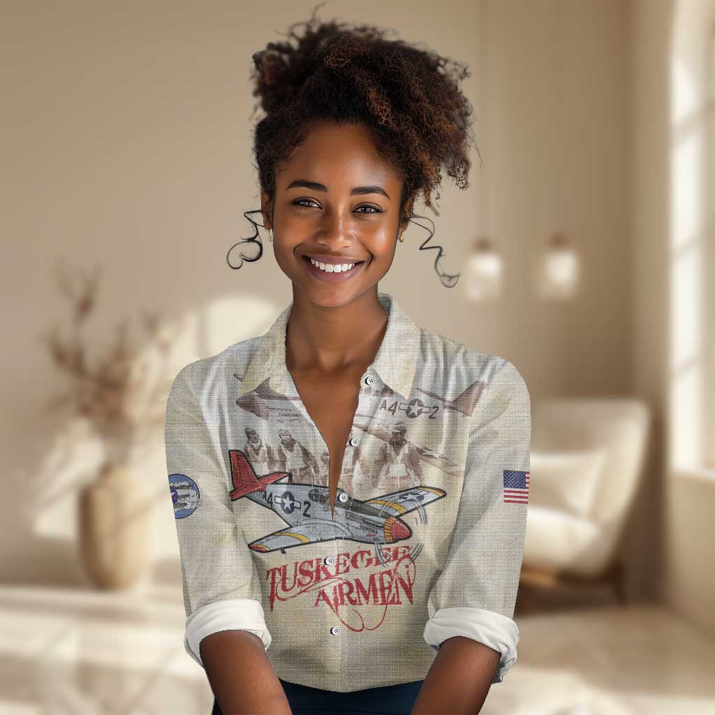 Tuskegee Red Tails Airmen Women Casual Shirt History Aviator Heroes Retro Style - Wonder Print Shop