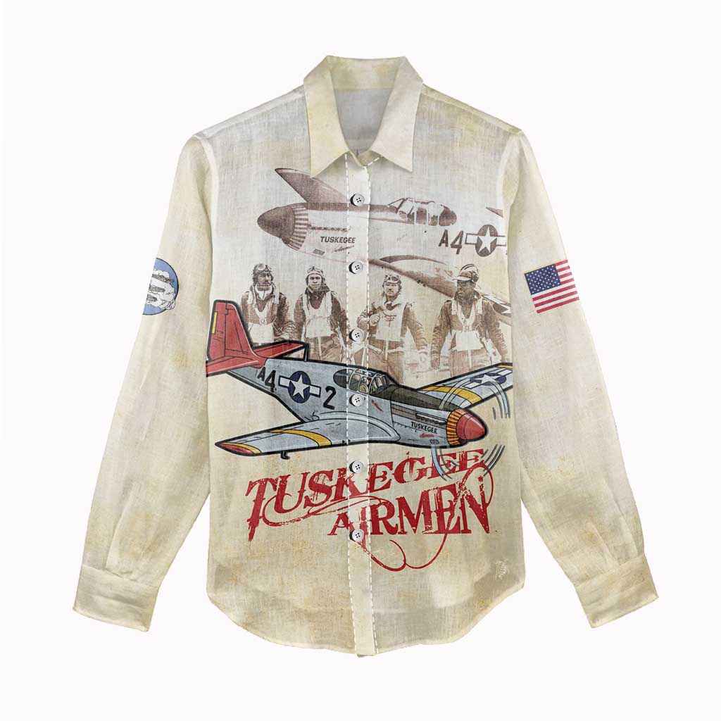Tuskegee Red Tails Airmen Women Casual Shirt History Aviator Heroes Retro Style - Wonder Print Shop