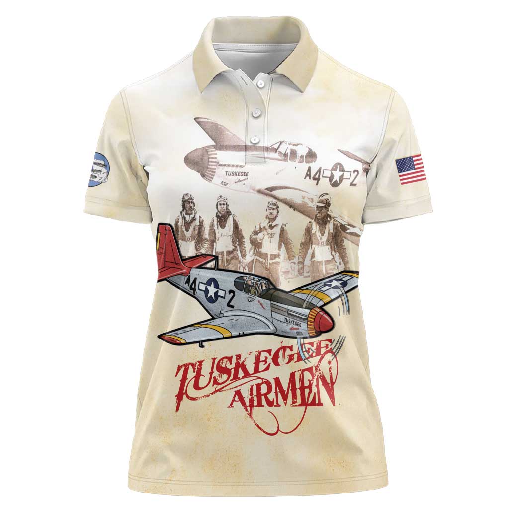 Tuskegee Red Tails Airmen Women Polo Shirt History Aviator Heroes Retro Style - Wonder Print Shop