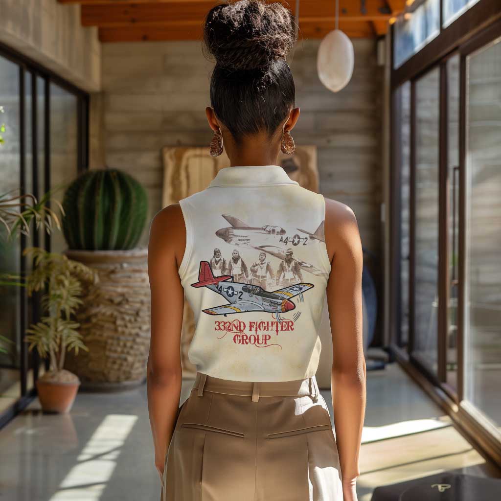 Tuskegee Red Tails Airmen Women Sleeveless Polo Shirt History Aviator Heroes Retro Style - Wonder Print Shop