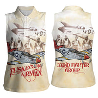 Tuskegee Red Tails Airmen Women Sleeveless Polo Shirt History Aviator Heroes Retro Style - Wonder Print Shop