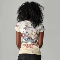 Tuskegee Red Tails Airmen Women V-Neck T-Shirt History Aviator Heroes Retro Style - Wonder Print Shop