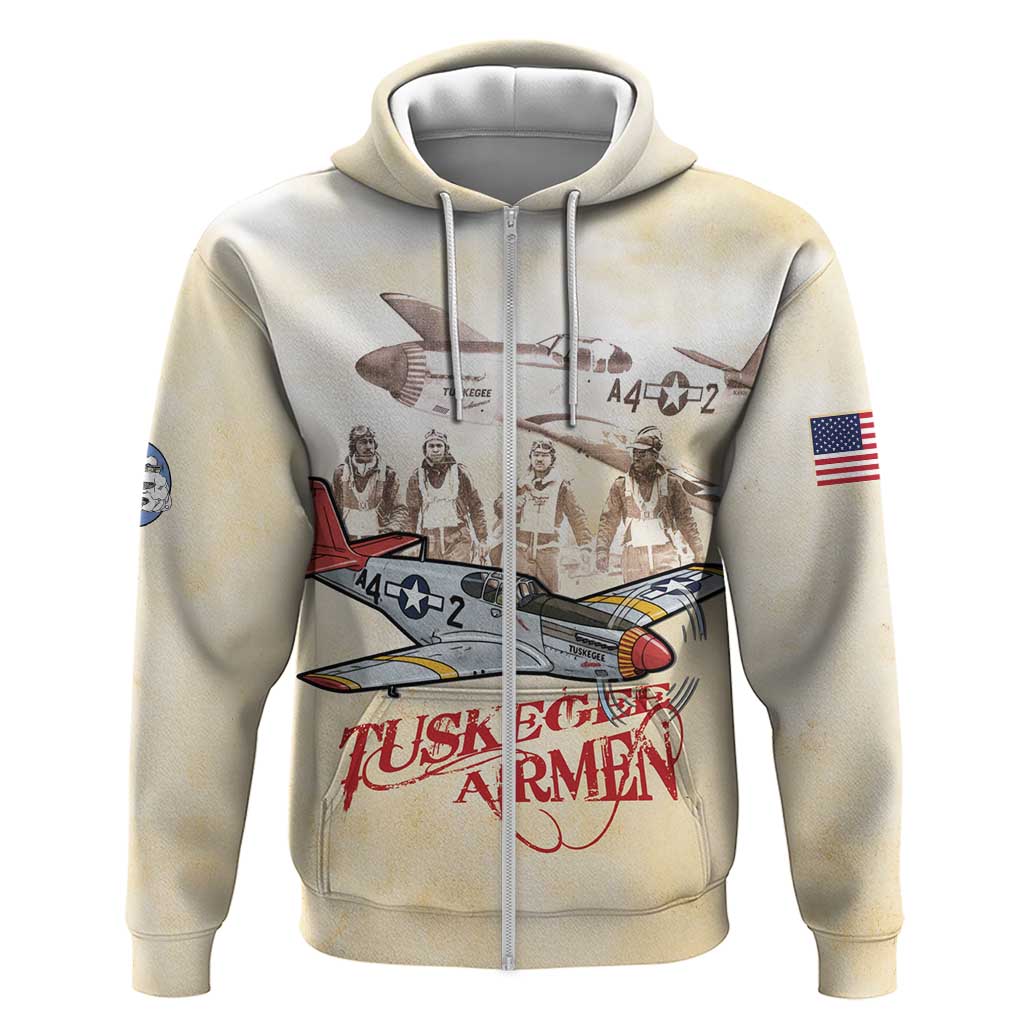 Tuskegee Red Tails Airmen Zip Hoodie History Aviator Heroes Retro Style - Wonder Print Shop