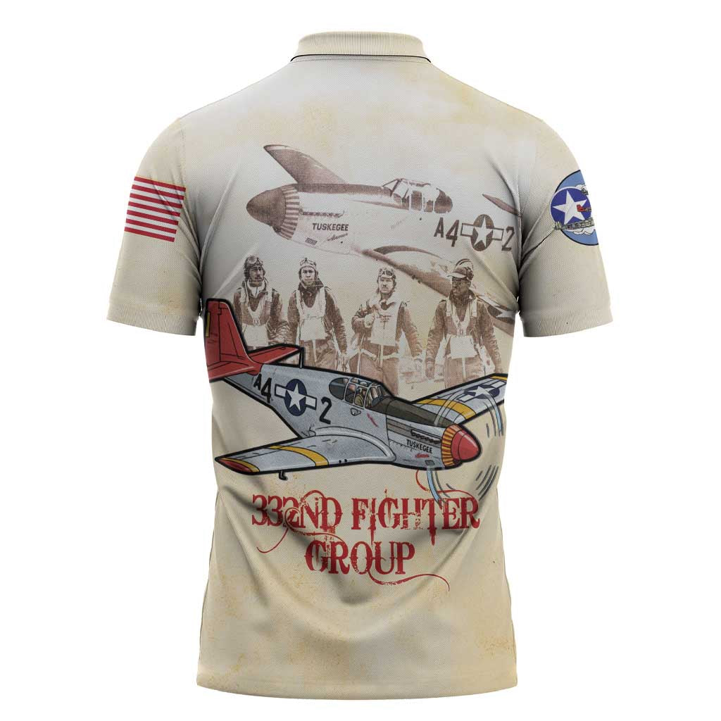 Tuskegee Red Tails Airmen Zipper Polo Shirt History Aviator Heroes Retro Style - Wonder Print Shop