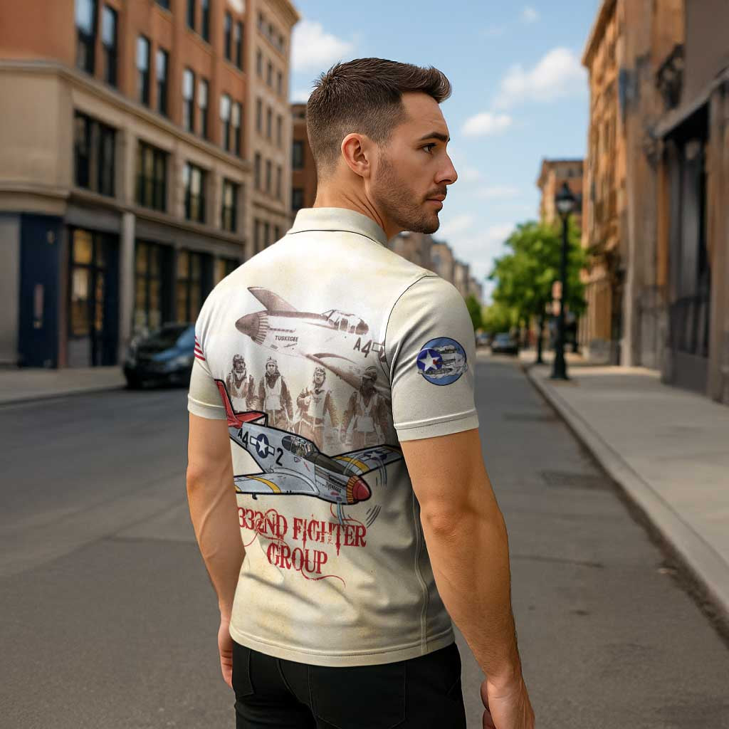 Tuskegee Red Tails Airmen Zipper Polo Shirt History Aviator Heroes Retro Style - Wonder Print Shop