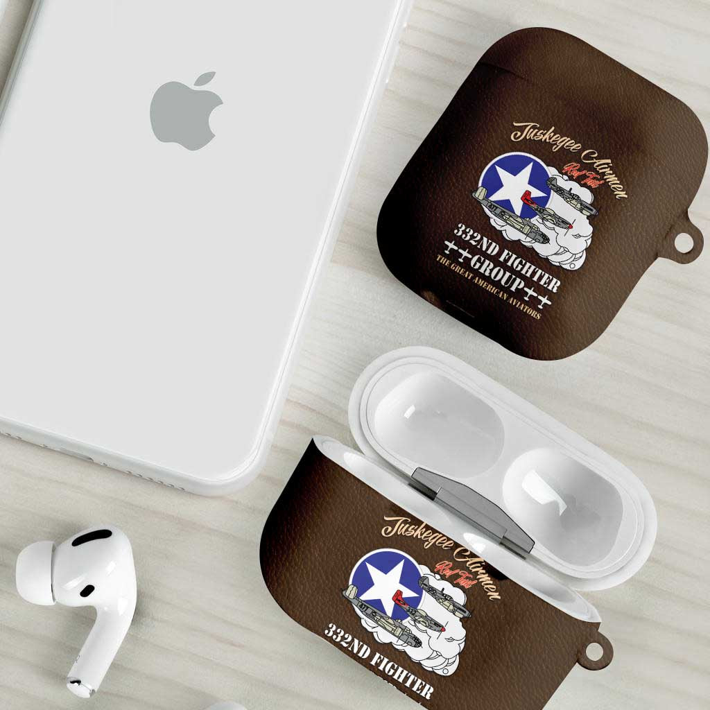Tuskegee Airmen WWII Heroes AirPods Case The Great American Aviators Brown Leather Pattern - Wonder Print Shop