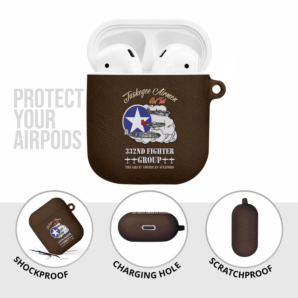 Tuskegee Airmen WWII Heroes AirPods Case The Great American Aviators Brown Leather Pattern - Wonder Print Shop