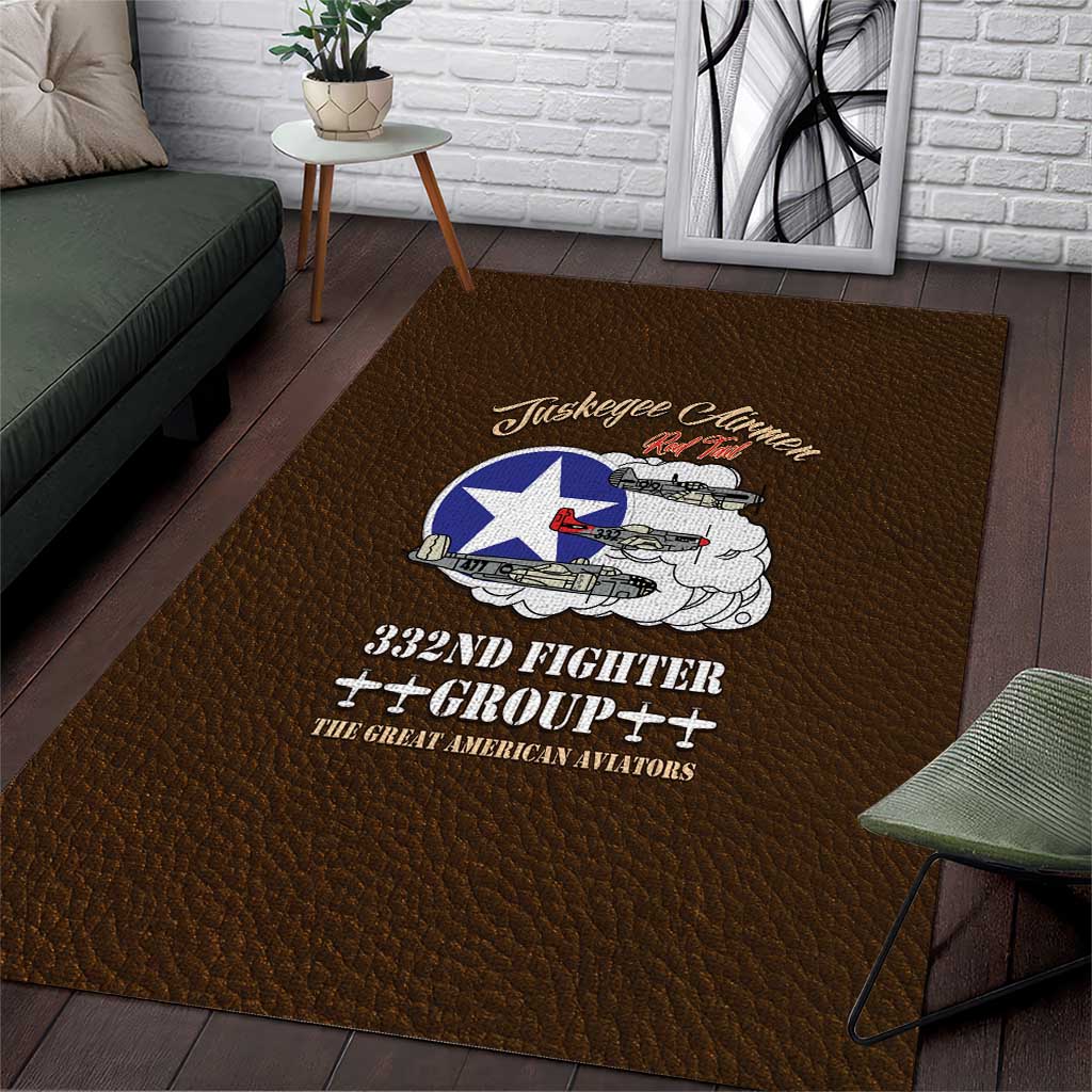 Tuskegee Airmen WWII Heroes Area Rug The Great American Aviators Brown Leather Pattern - Wonder Print Shop