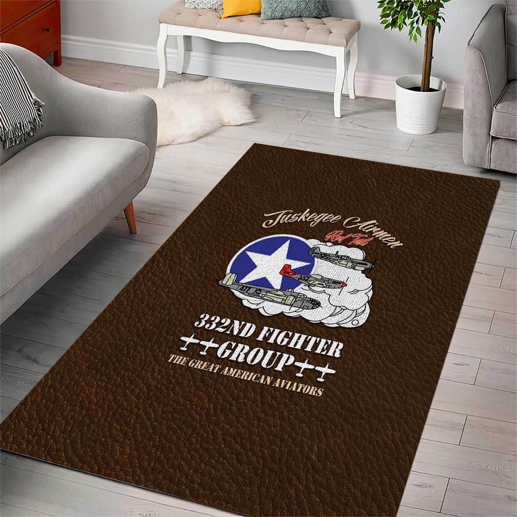 Tuskegee Airmen WWII Heroes Area Rug The Great American Aviators Brown Leather Pattern - Wonder Print Shop